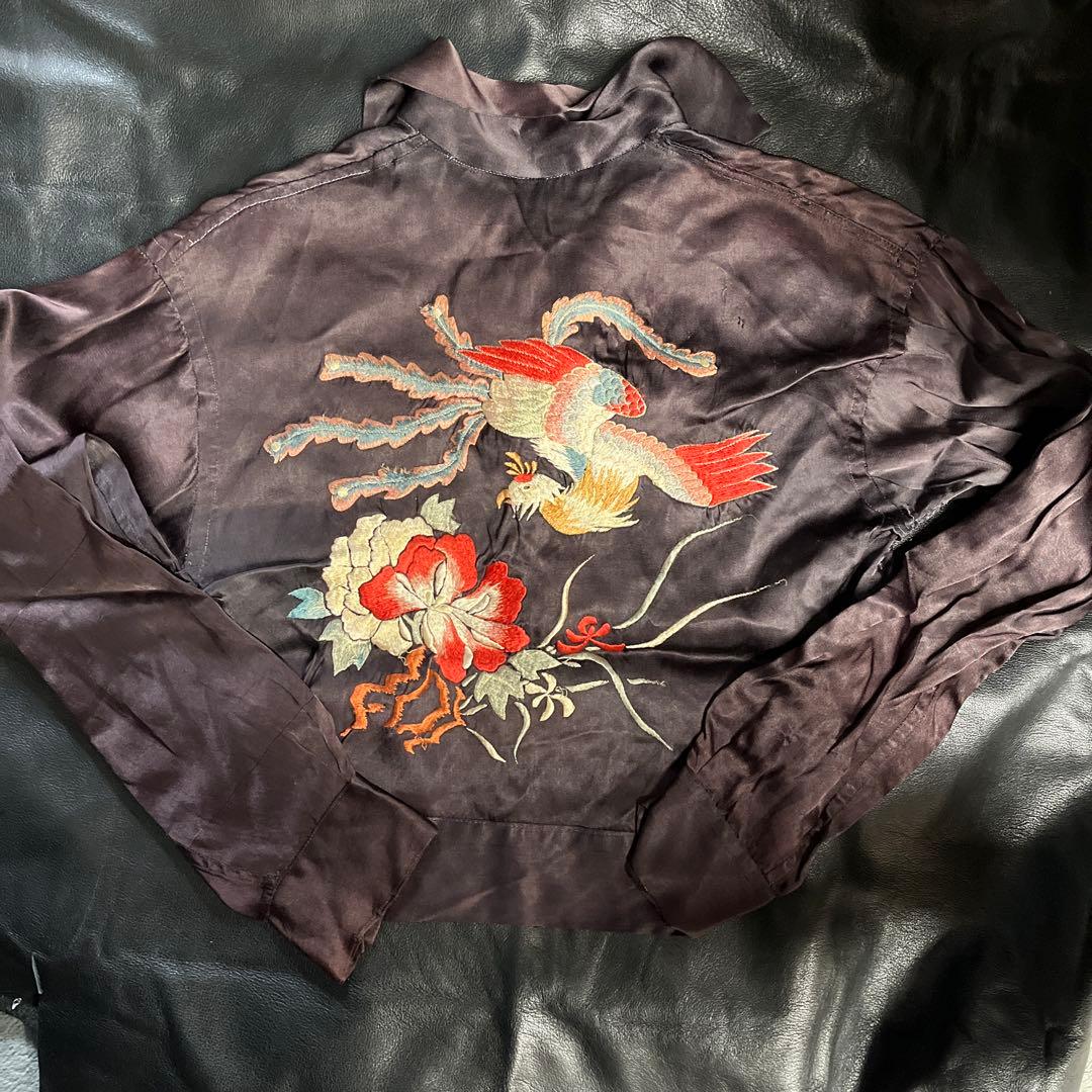 サテン　ビンテージ　古着　30s スカシャツ