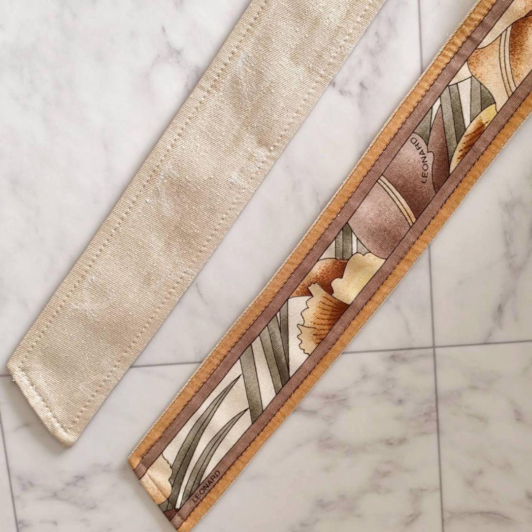 レオナール ダブルフェイス 袖口 フラワー トリム リボン ジャケット コート