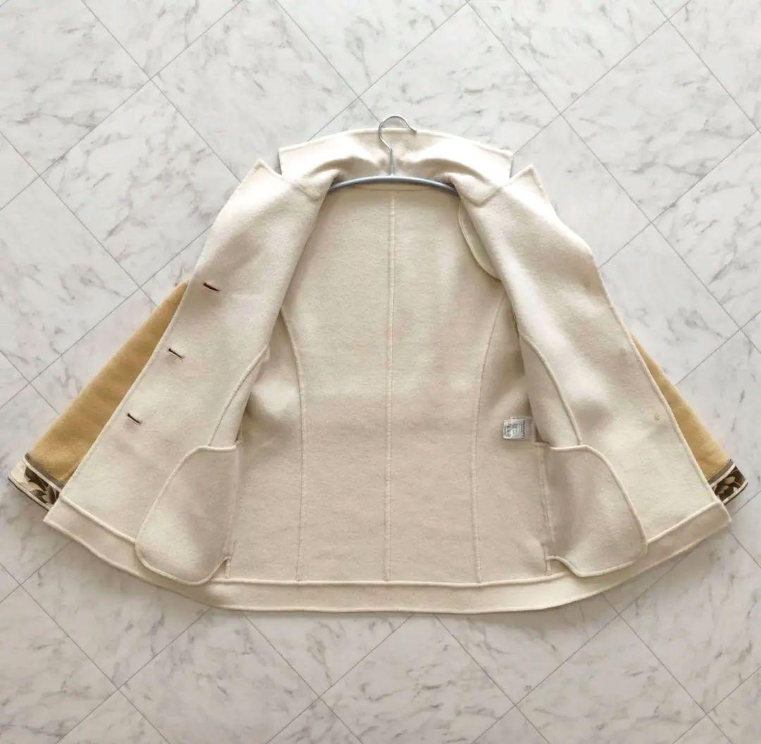 レオナール ダブルフェイス 袖口 フラワー トリム リボン ジャケット コート