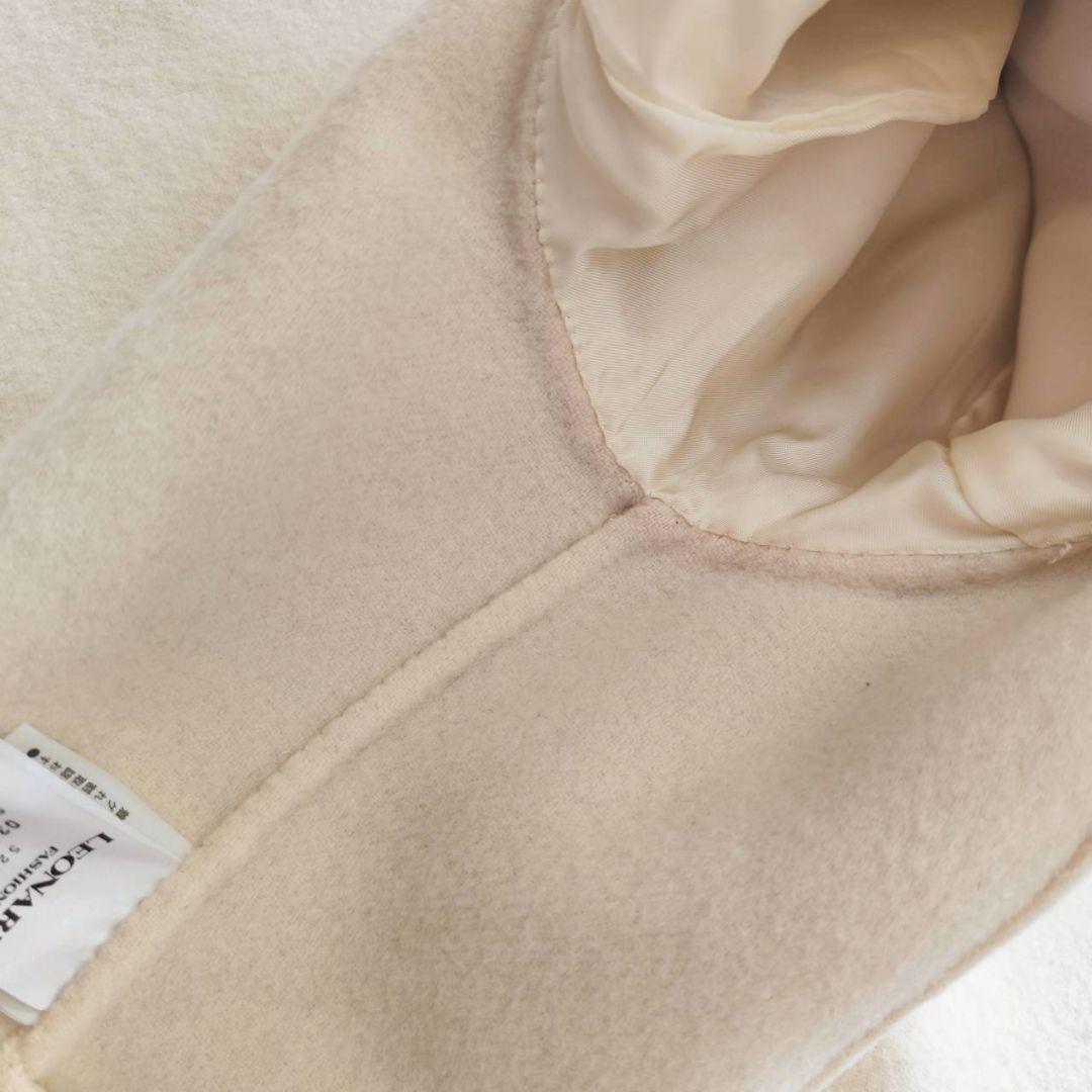 レオナール ダブルフェイス 袖口 フラワー トリム リボン ジャケット コート