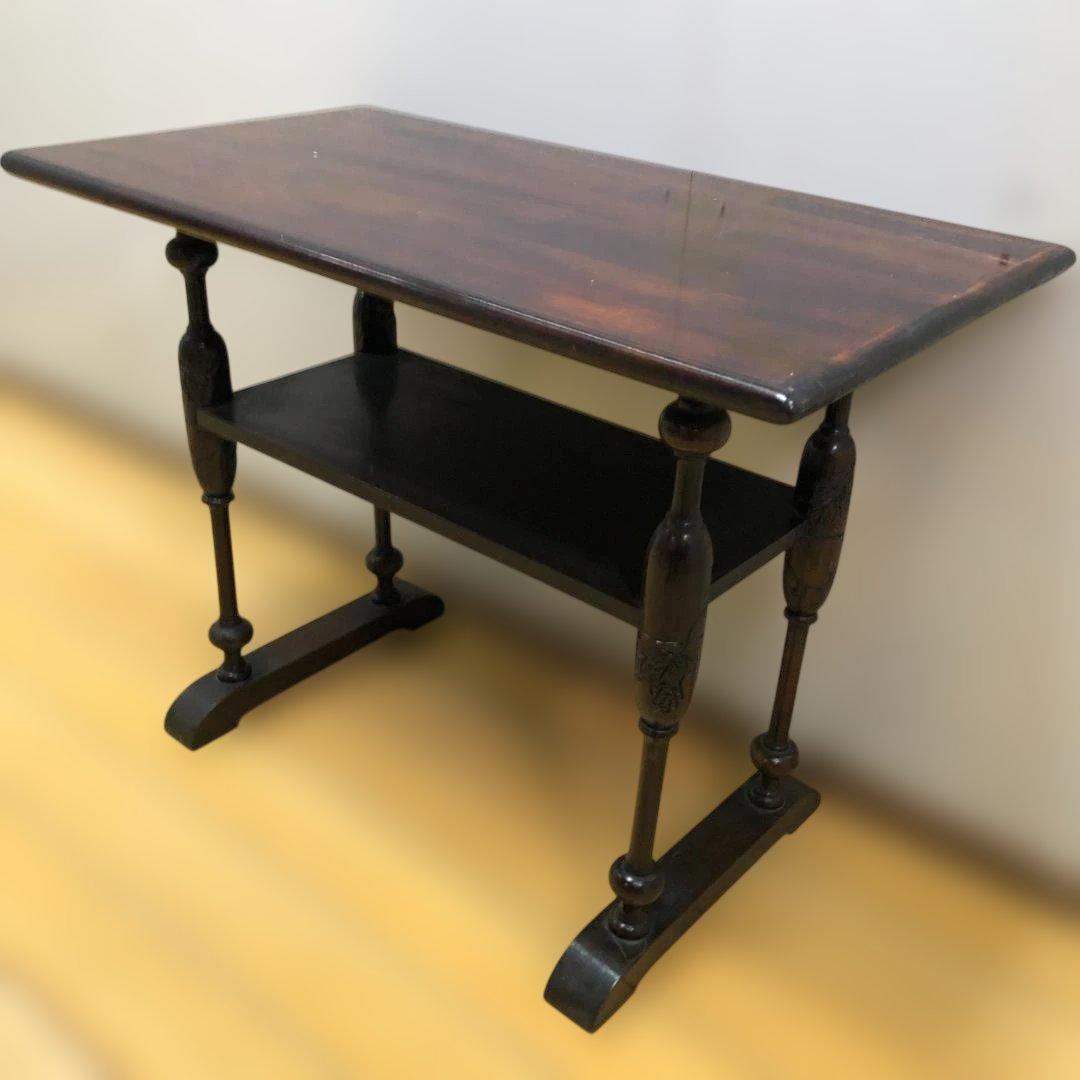 送料無料 アンティーク調 木製テーブル 葡萄彫刻 花台 飾り棚 　251214