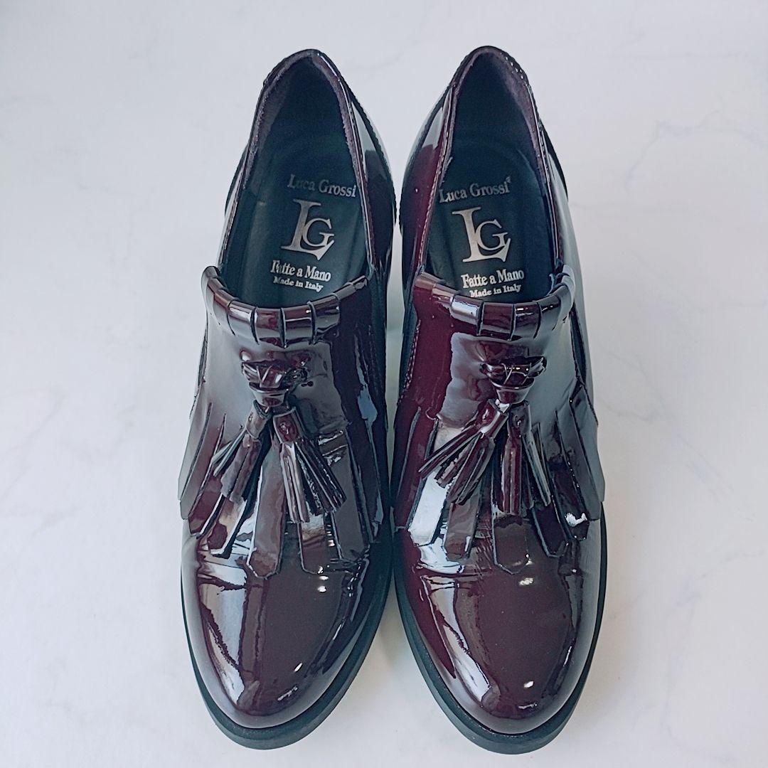 美品✨定価3.5万 ルーカグロッシ 本革 レザー エナメル タッセル シューズ