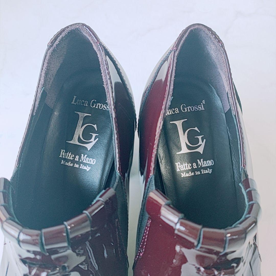 美品✨定価3.5万 ルーカグロッシ 本革 レザー エナメル タッセル シューズ