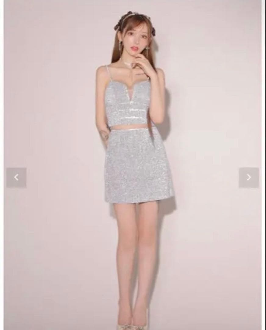 ROBE de FLEURS スパークルラメニットミニリボンタイト