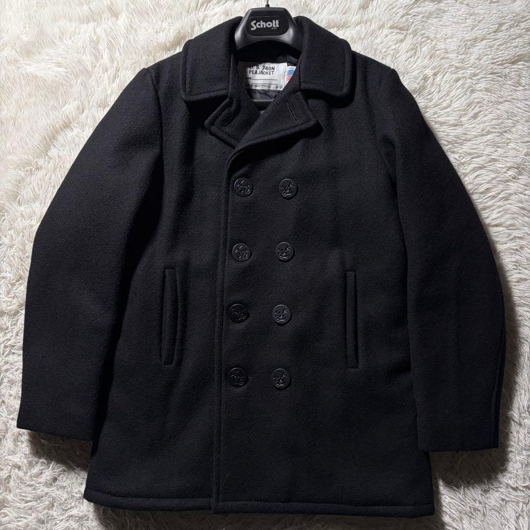 未使用級■schott ピーコート　740BTG キルティング　ブラック　20
