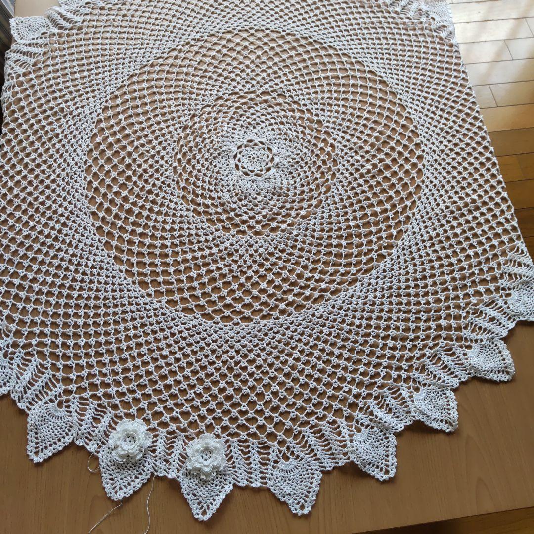 樹里レース編みドイリーホワイトハンドメイド