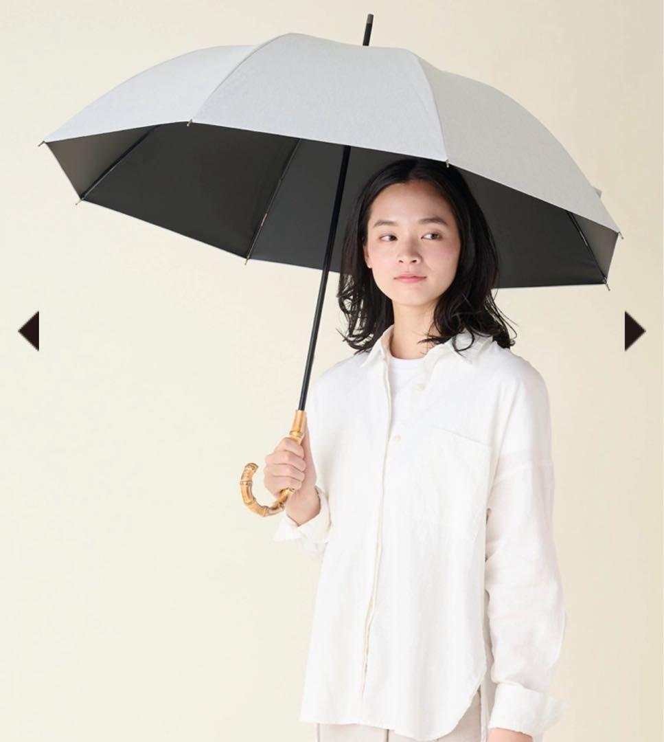 サンバリア100 長傘 Mサイズ 55cm グレー 竹手元 日傘 サンバリア