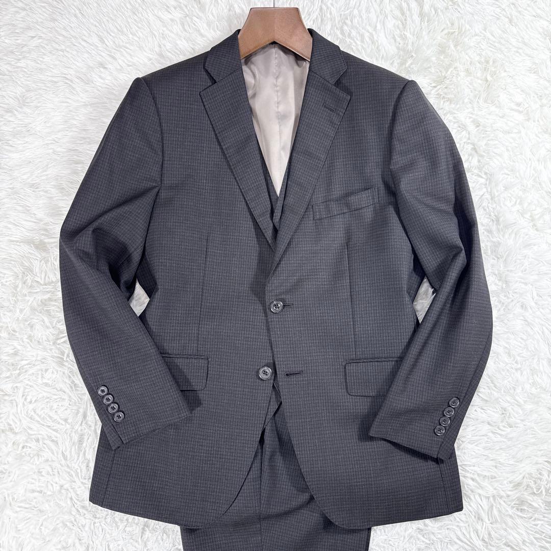 パーフェクトスーツファクトリー スリーピーススーツ ブラウン AB6 大きい