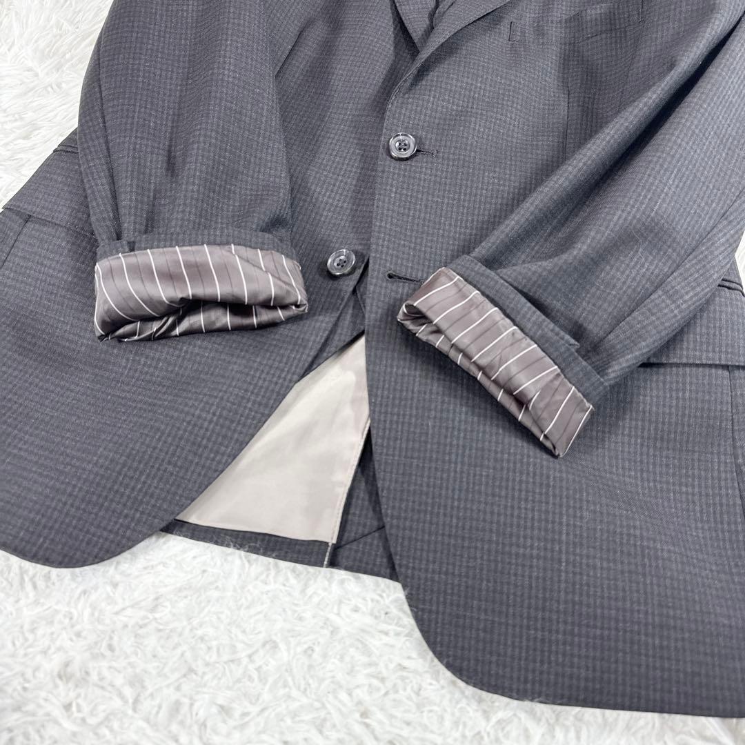 パーフェクトスーツファクトリー スリーピーススーツ ブラウン AB6 大きい