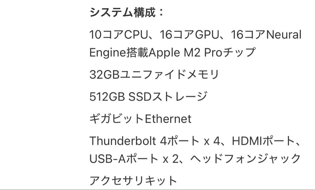 Macデスクトップ Mac mini M2 Pro 32GB