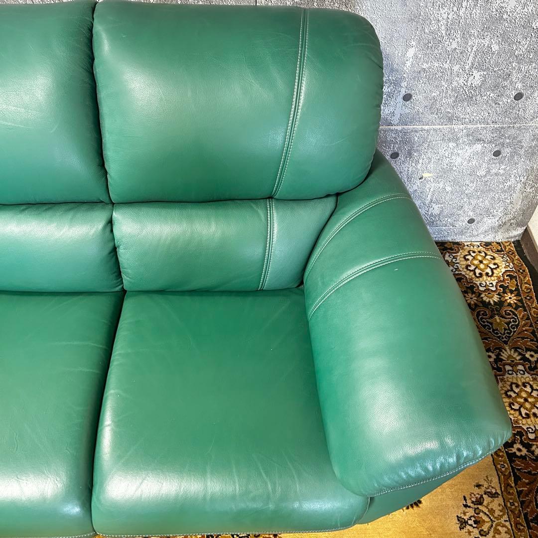 ▼꧁革素材꧂2人掛けアームソファ グリーン レザー 合成皮革 リビング