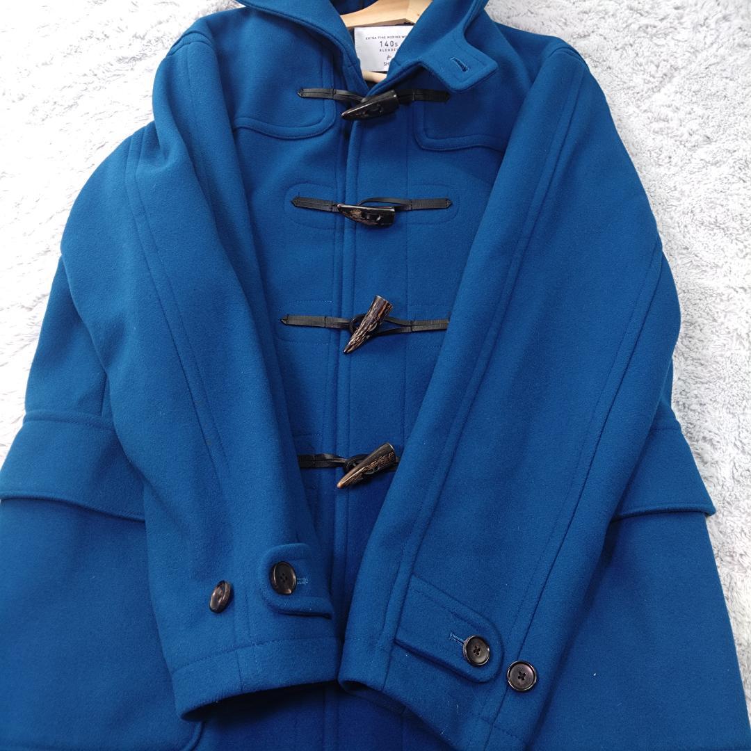 Ｌ　シップスSHIPS ダッフルコート メリノウール 140S トグル　青　Ｌ