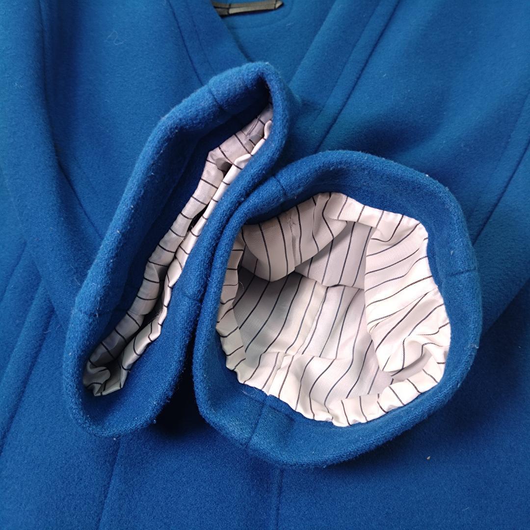 Ｌ　シップスSHIPS ダッフルコート メリノウール 140S トグル　青　Ｌ