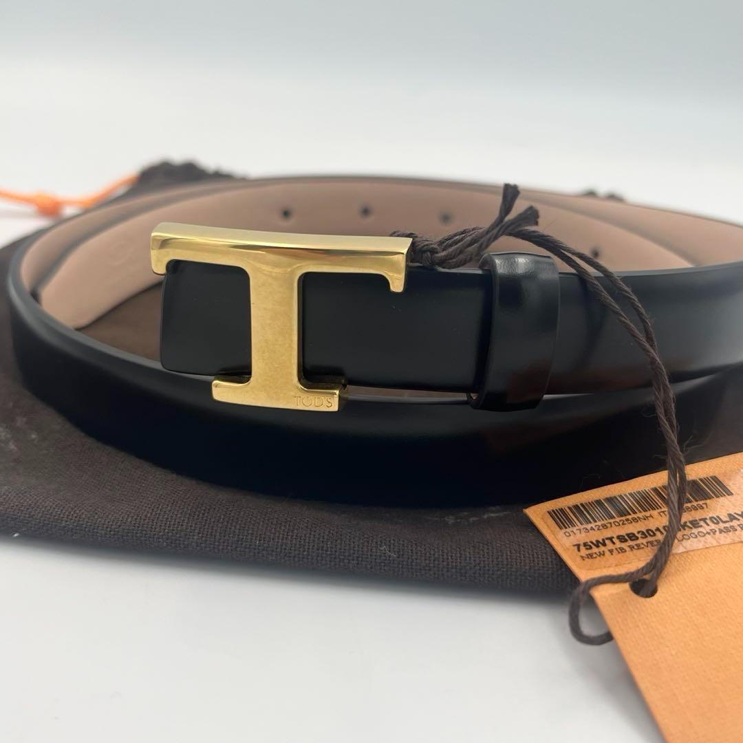 【未使用✨】TOD'S ベルト Tタイムレス リバーシブル ベージュ×黒