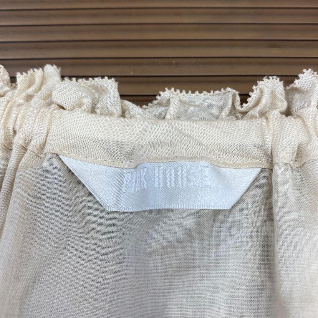 <極美品>ピンクハウス 綿ローン 半袖チュニックブラウス 生成り バニラ