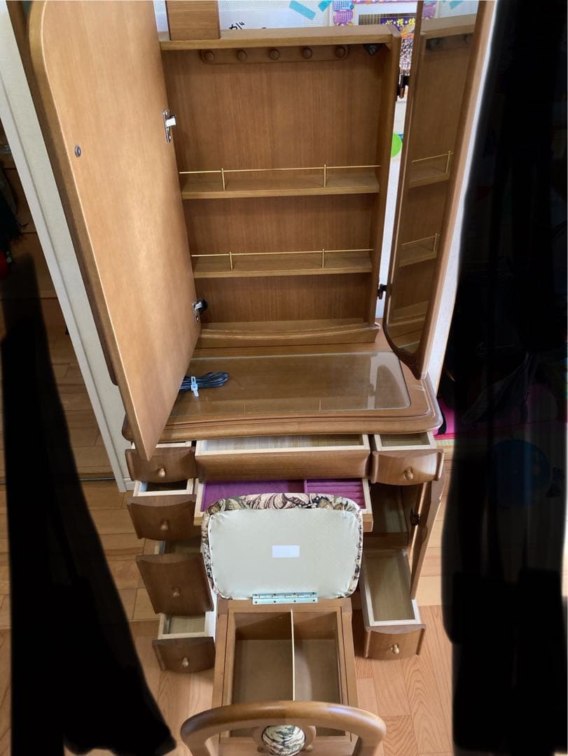 junさま用　ニレ無垢材　ドレッサー鏡台