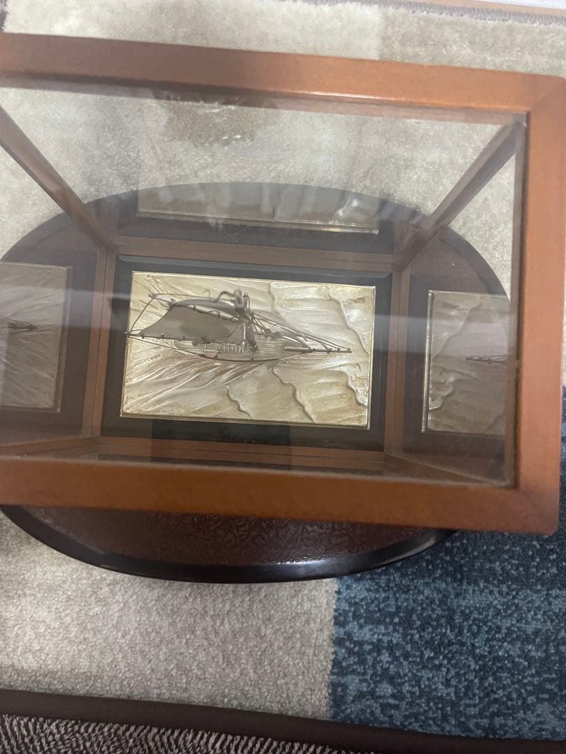 純銀製帆船ガラスケース付