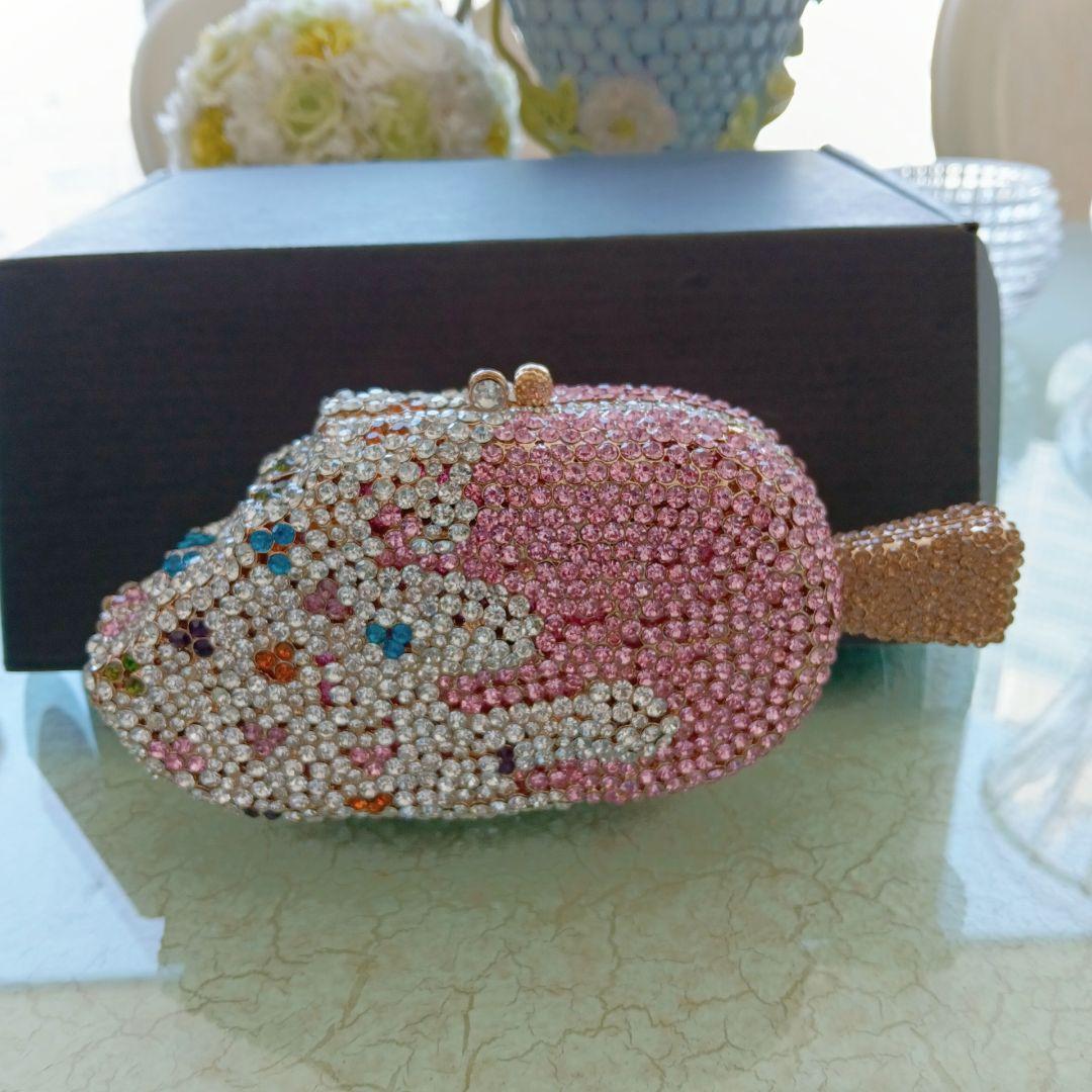 アイスクリーム型　ビジュー　ストーン　クラッチバッグ　パーティー　カクテル