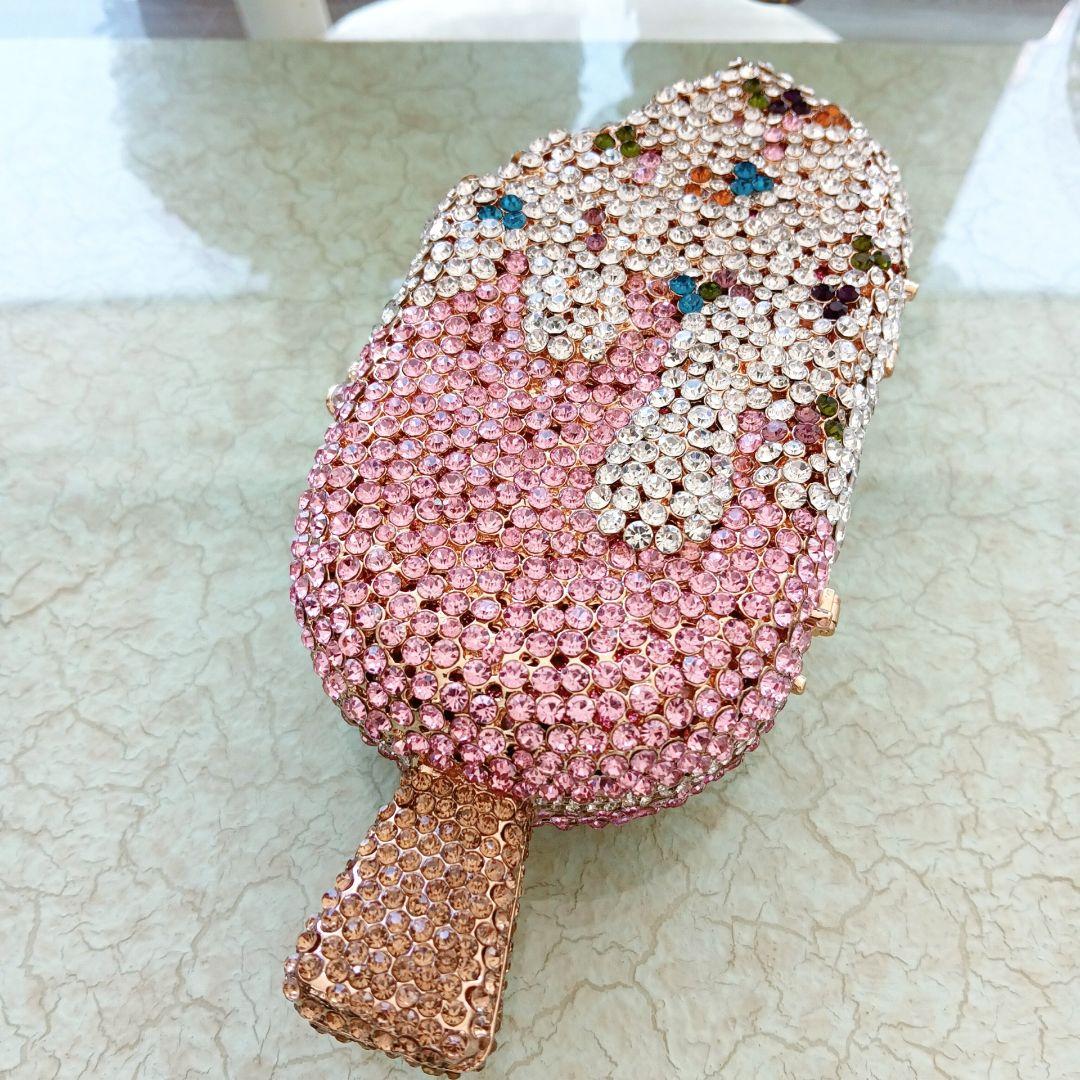 アイスクリーム型　ビジュー　ストーン　クラッチバッグ　パーティー　カクテル