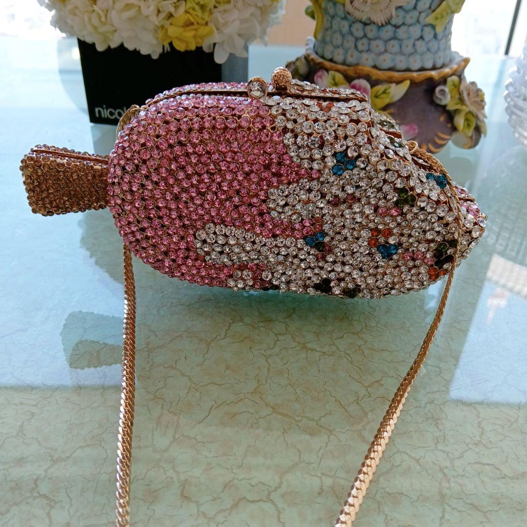 アイスクリーム型　ビジュー　ストーン　クラッチバッグ　パーティー　カクテル