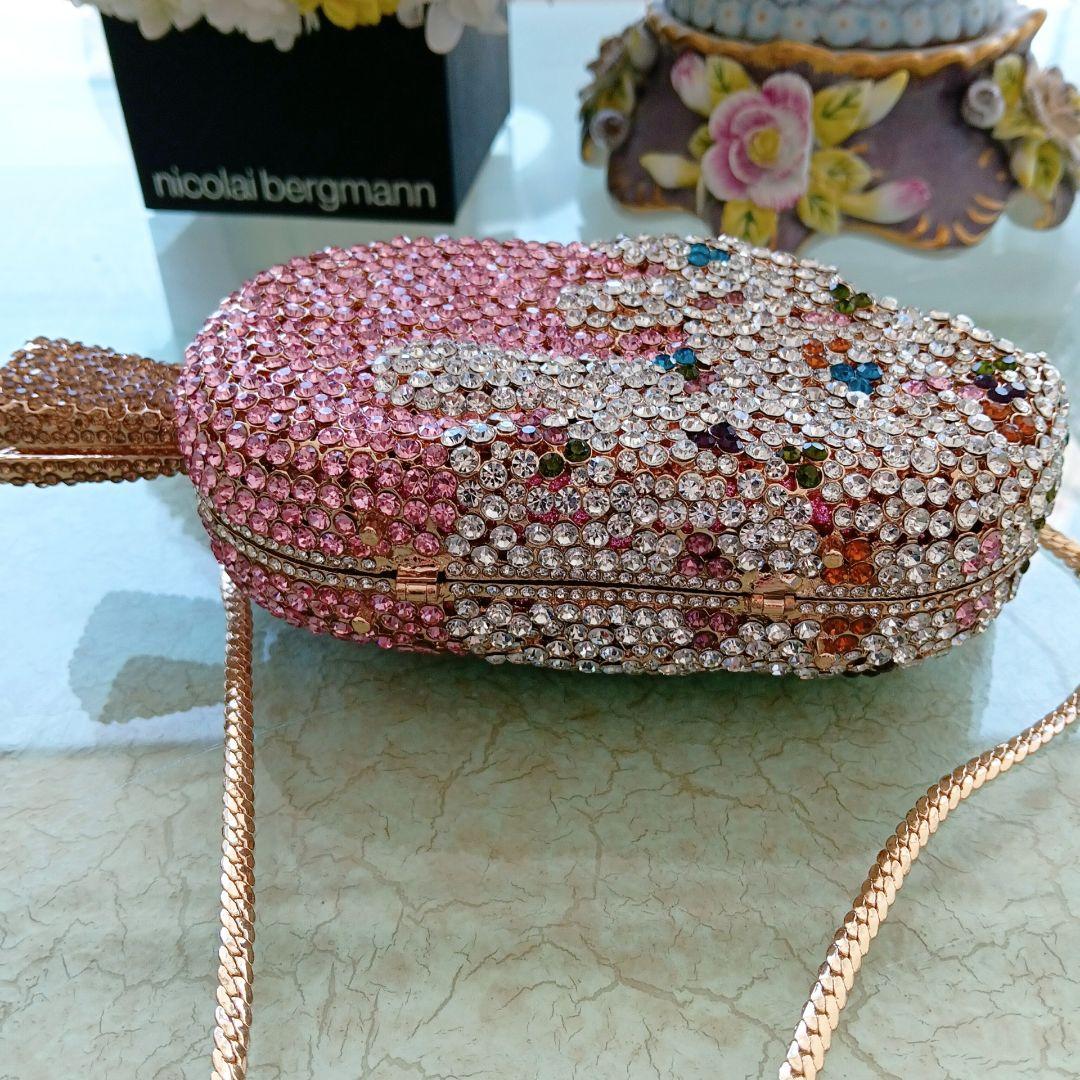 アイスクリーム型　ビジュー　ストーン　クラッチバッグ　パーティー　カクテル