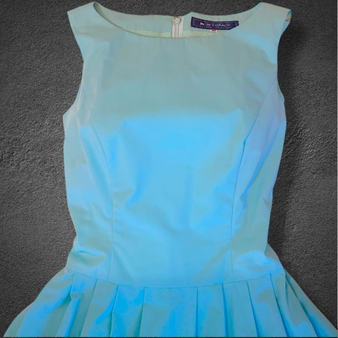 M'S GRACY 水色 バルーンワンピース　エムズグレーシー　ブルー　ドレス