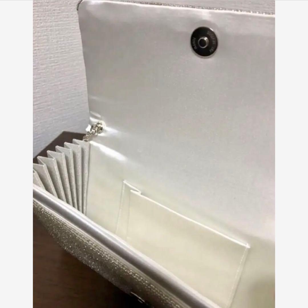 【パーティビーズ刺繍バック】　　 シルバーカラー