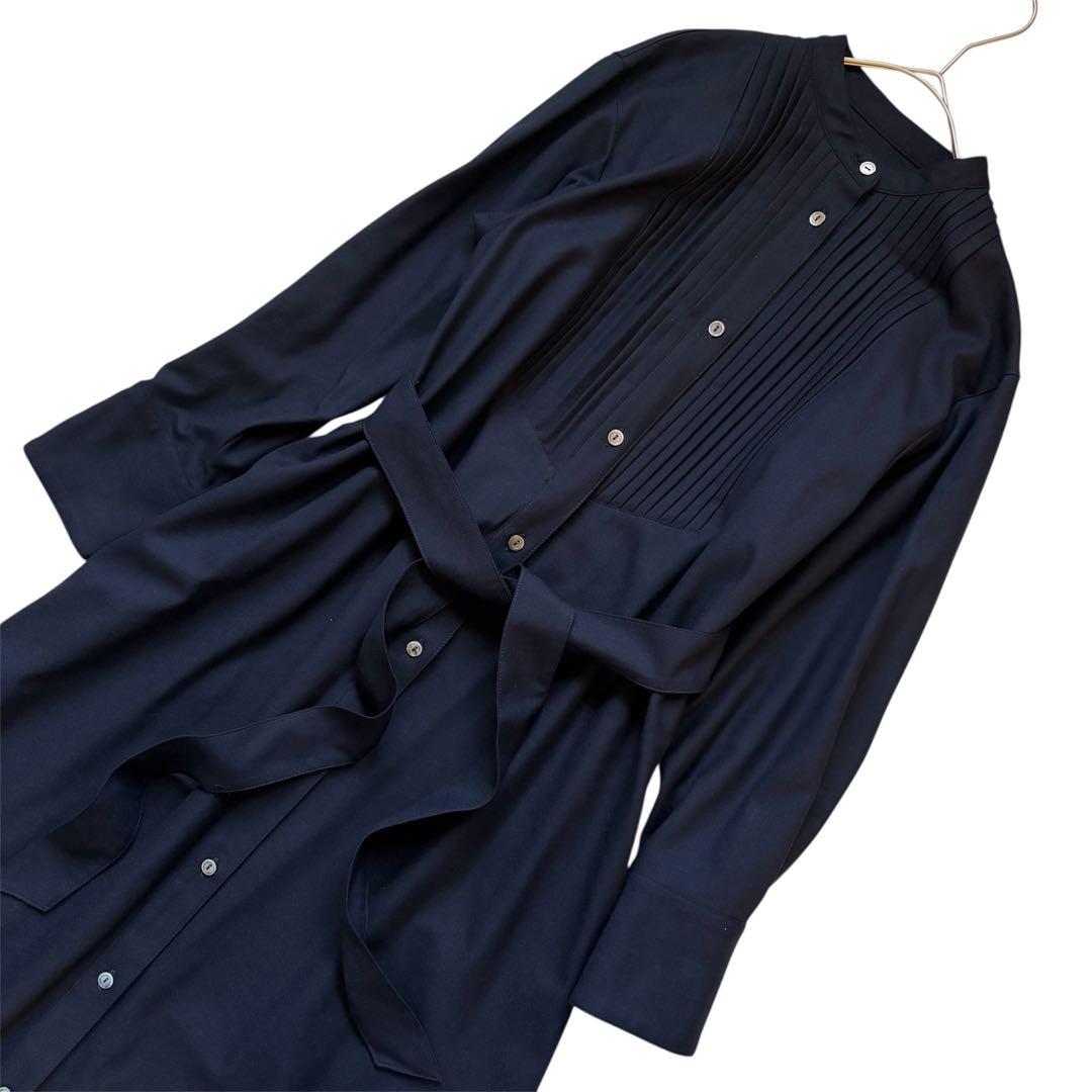 23区 CLASSY. 洗えるウールストレッチツイル ピンタック ワンピース