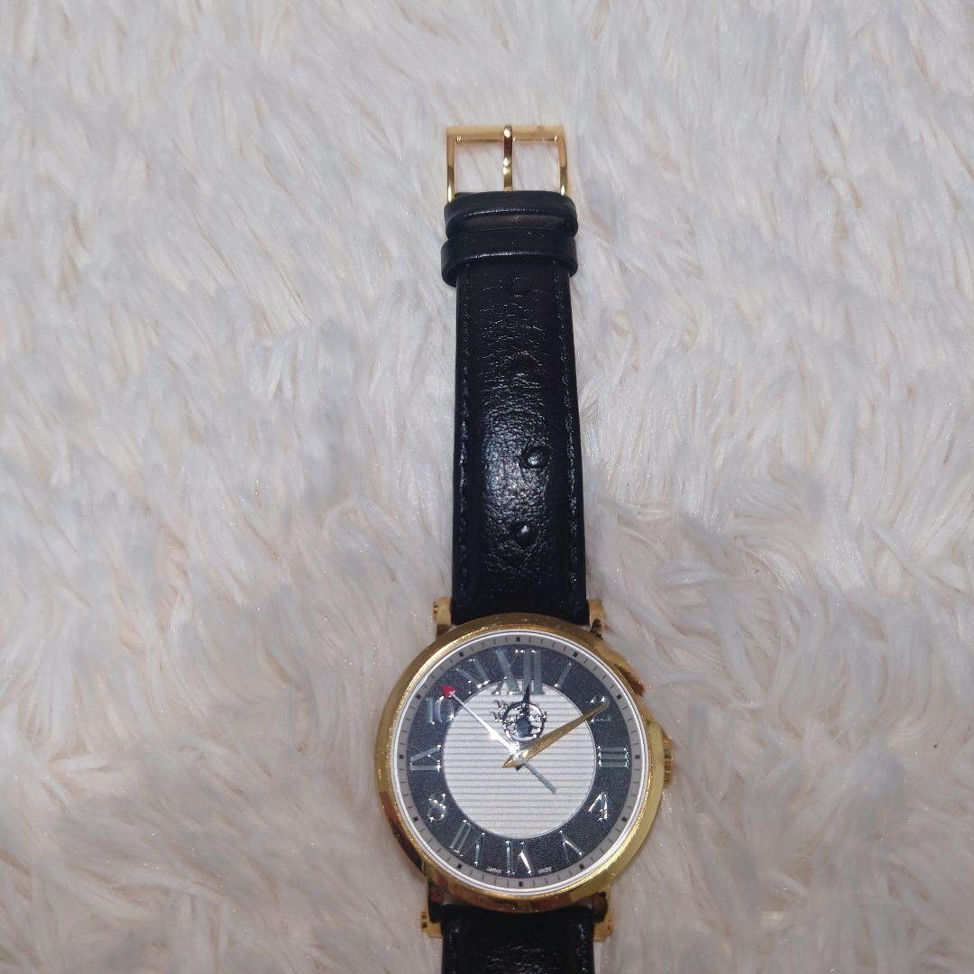 Vivienne Westwood 黒レザー腕時計 オーブ