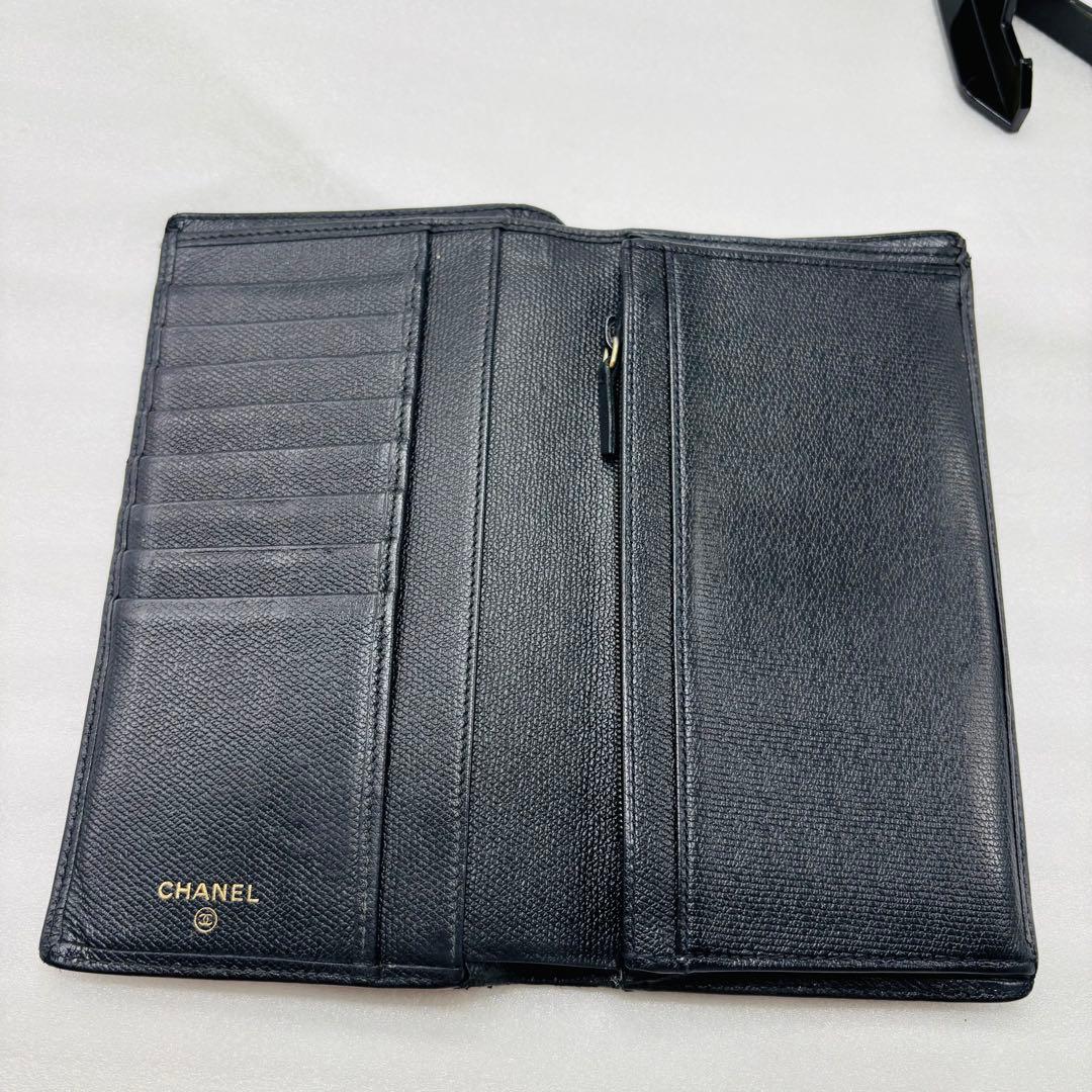 CHANEL シャネル　長財布　ココマーク　折り財布　レザー　ブラック