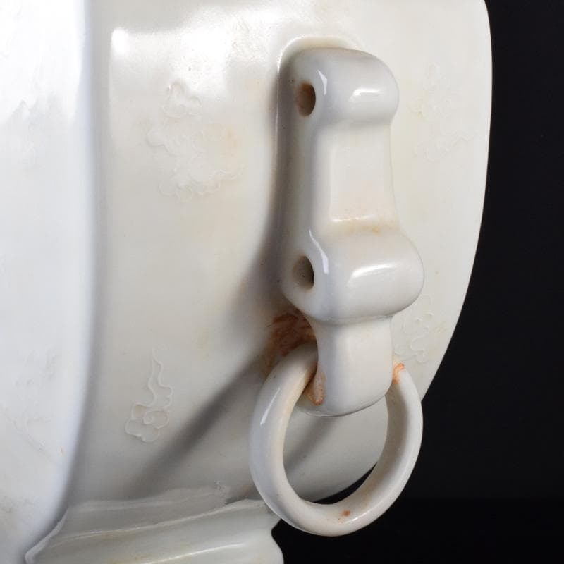 中国　大明宣徳年製　白磁　遊環　雲龍鳳凰文瓶　多口瓶　M　7311A