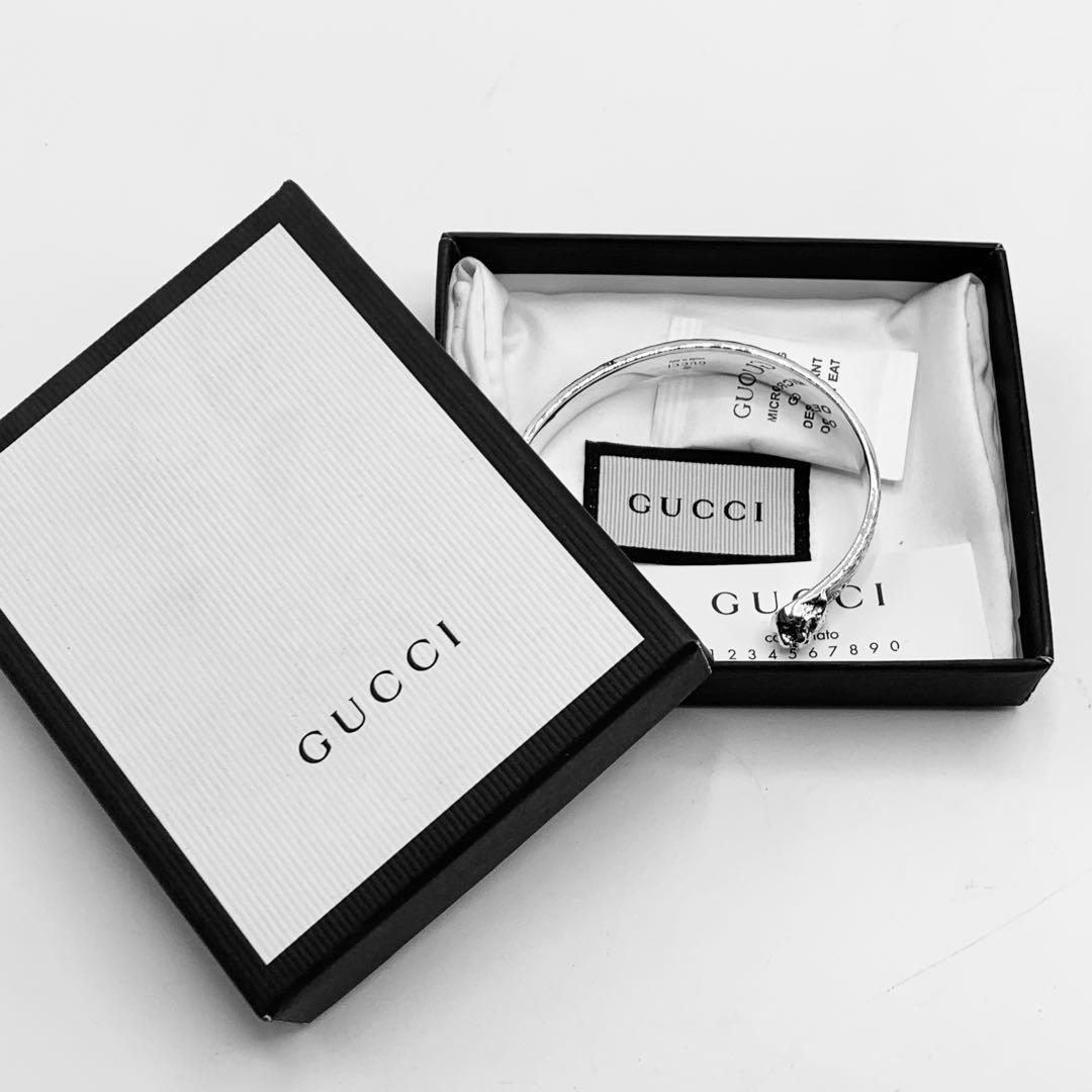 【美品/希少】GUCCI バングル　キャット　タイガー　ヘッド　アラベスク　燻
