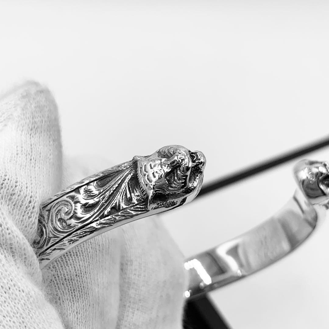 【美品/希少】GUCCI バングル　キャット　タイガー　ヘッド　アラベスク　燻