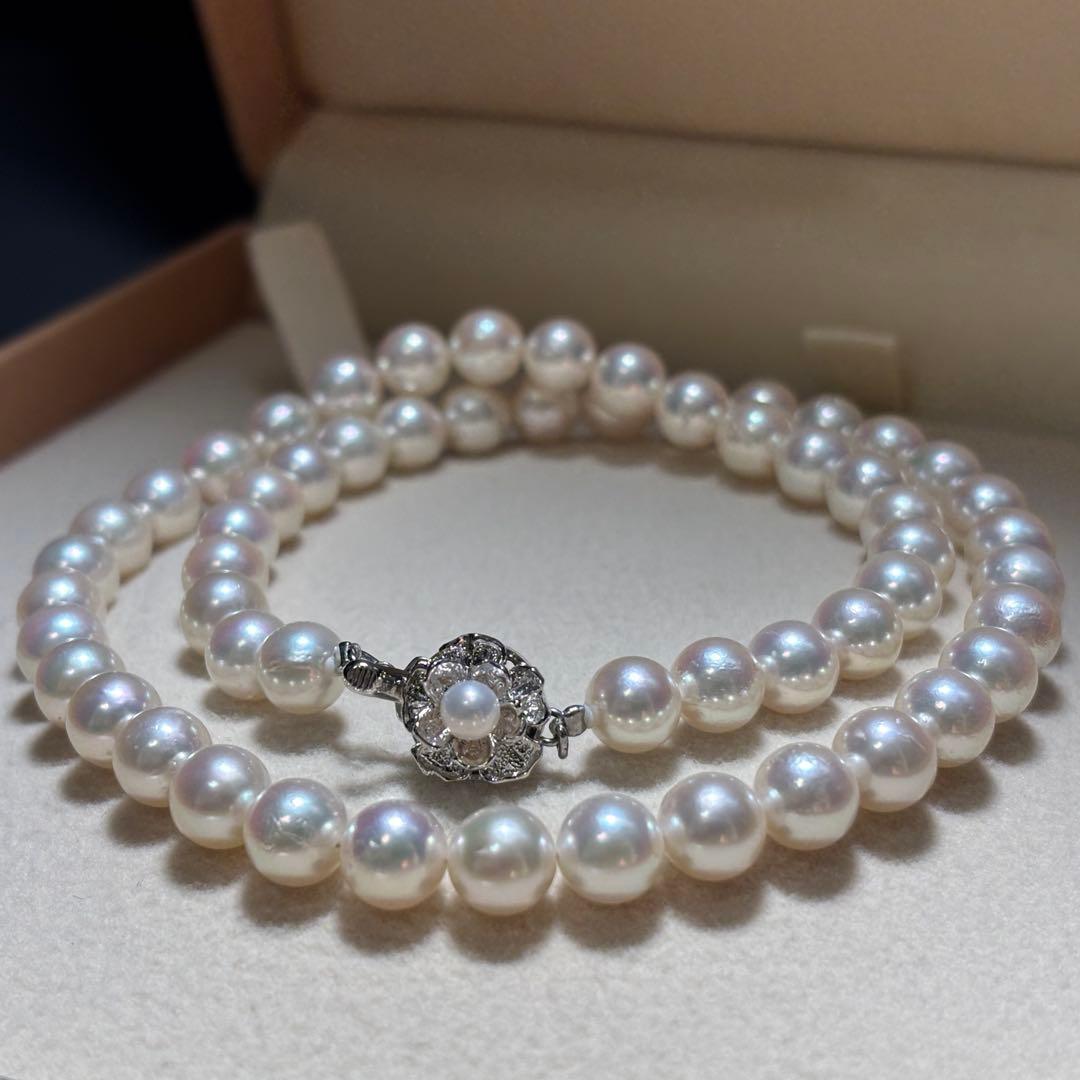 【テリ抜群✨】あこや真珠　パール　ネックレス　ピンク　約7.0-7.5 本真珠