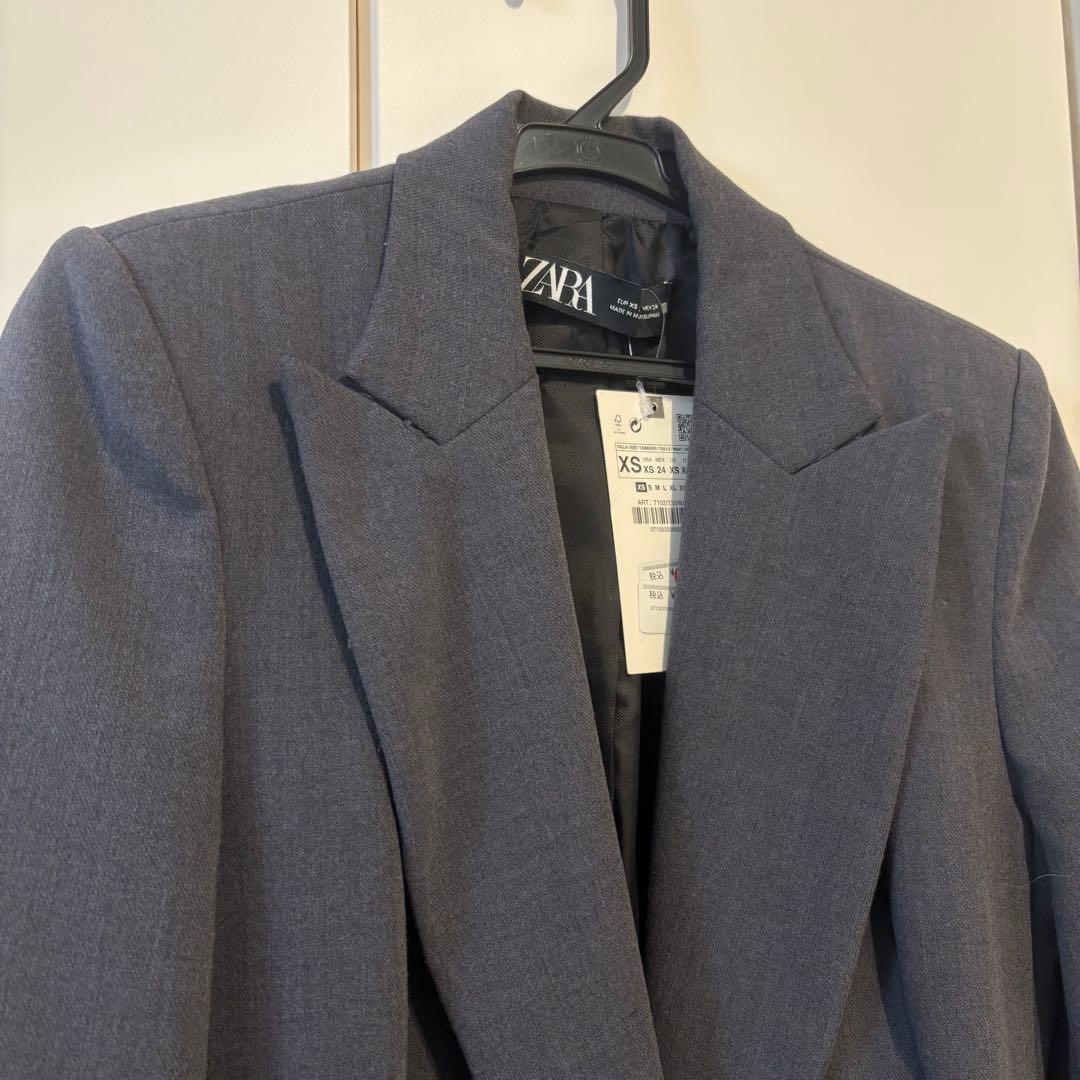 ZARA ダブルブレストブレザー　ダブルボタンテーラードジャケット　グレー