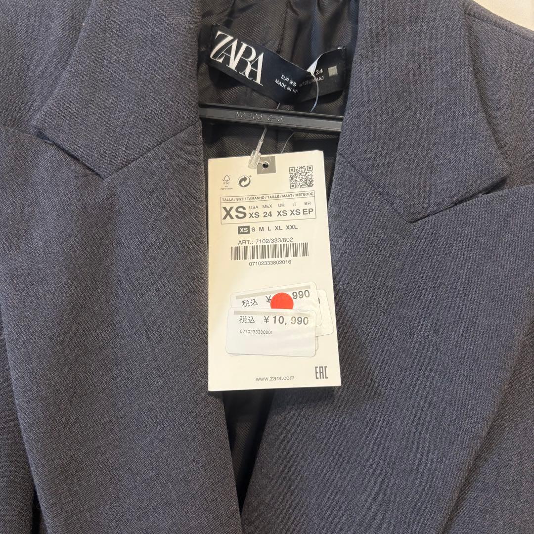 ZARA ダブルブレストブレザー　ダブルボタンテーラードジャケット　グレー