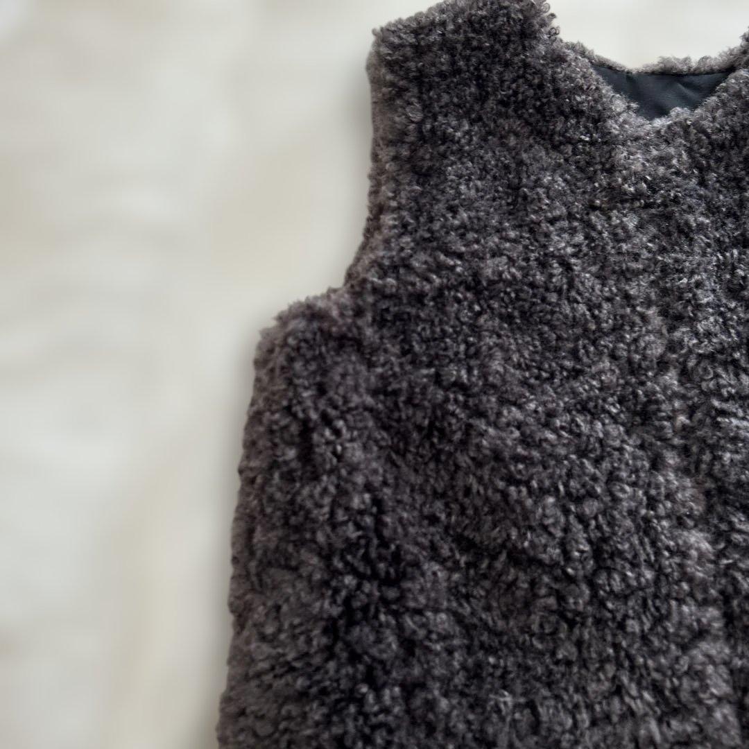 Gypsohila Teddy Vest ダークグレー ロングベスト