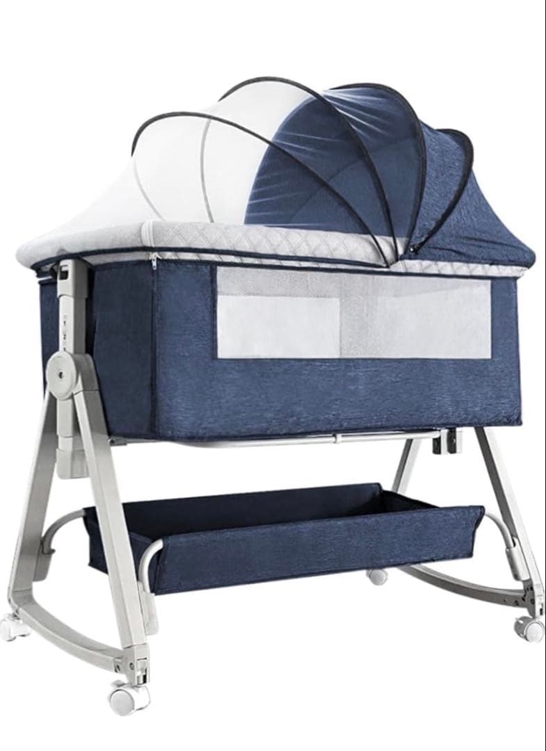 ベビーベッド 添い寝 高さ6段階 蚊帳 キャスタ 収納・持運びバッグ付 簡単組立