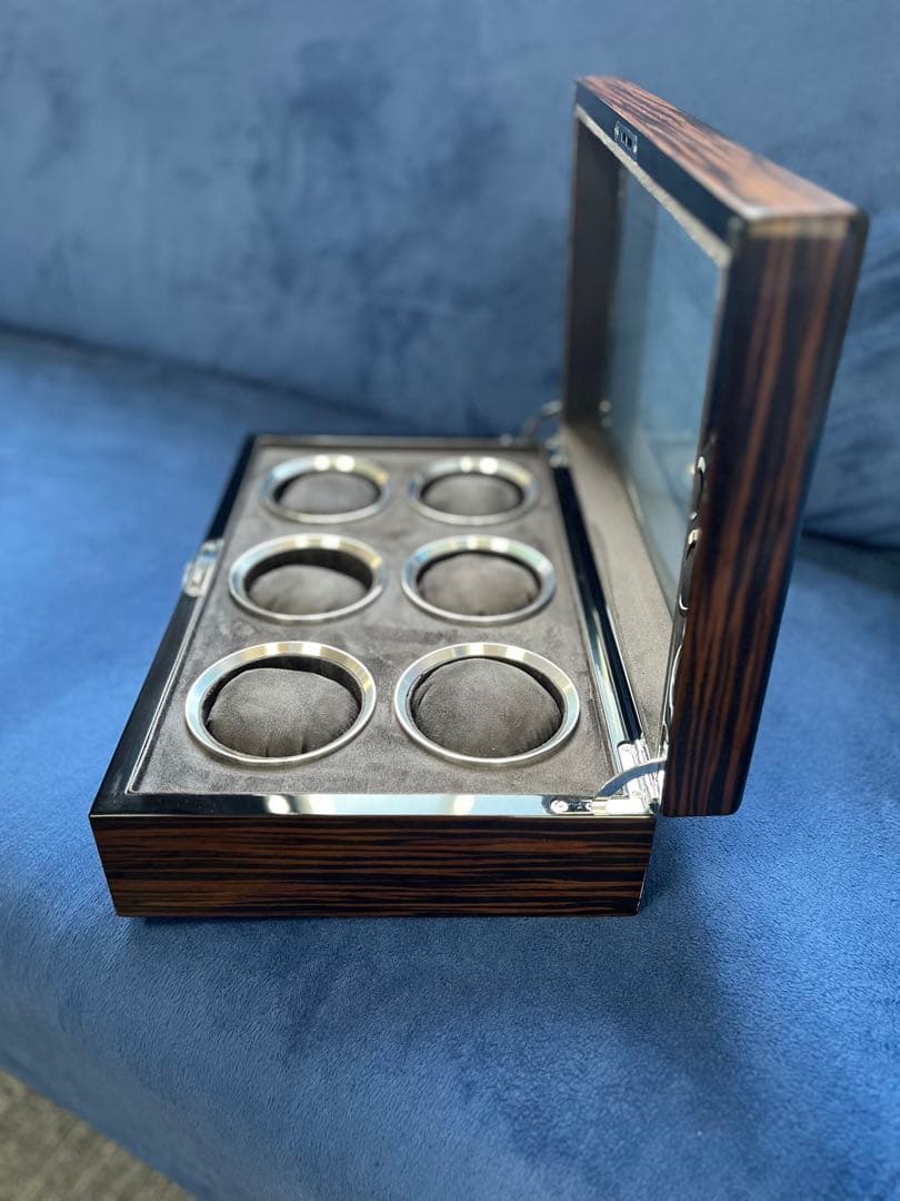 エスプリマ腕時計収納ケース6個用　鍵付き　木　コクタン　高級コレクション