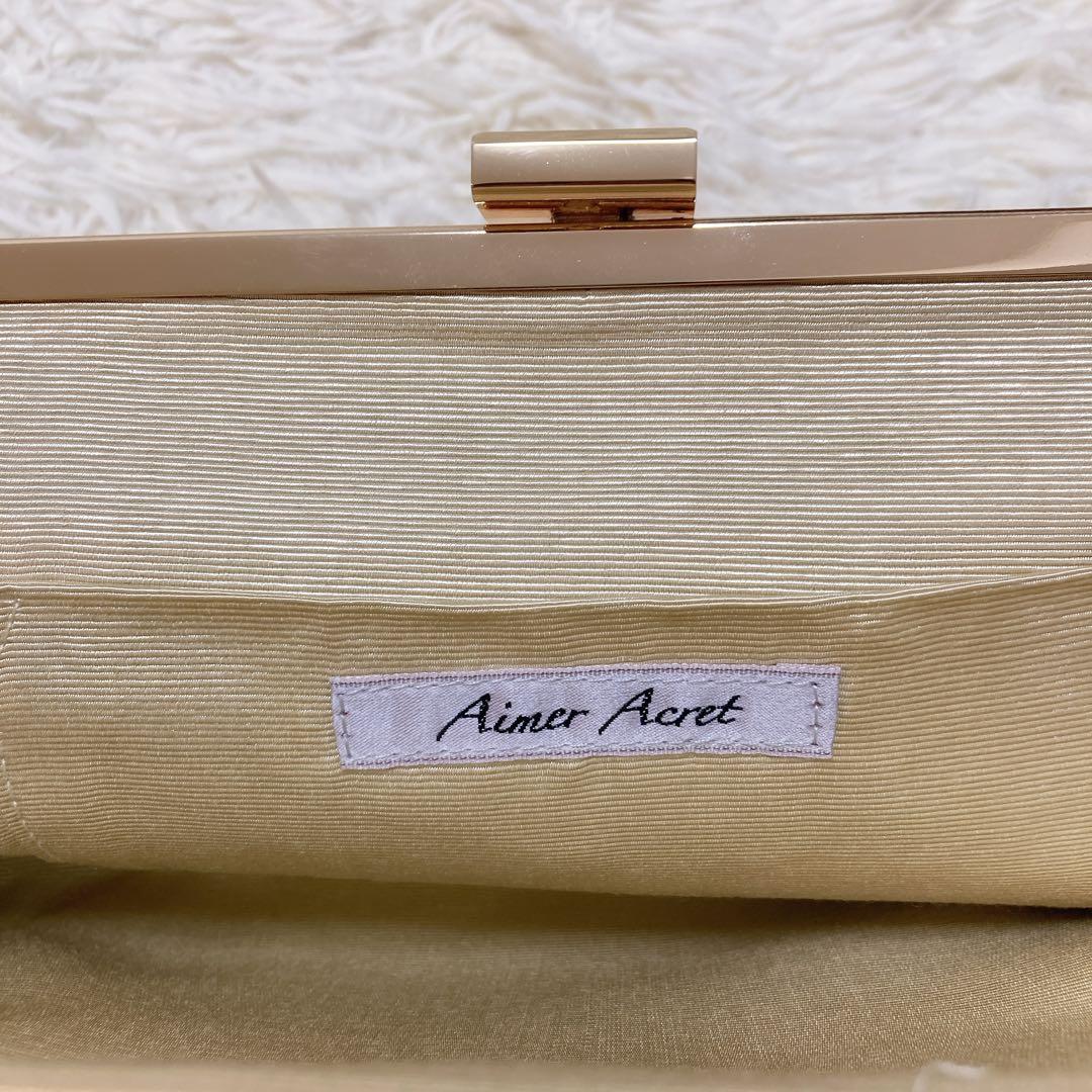 極美品✨AIMER ゴールド フレアタッククラッチバッグ ショルダー 2way
