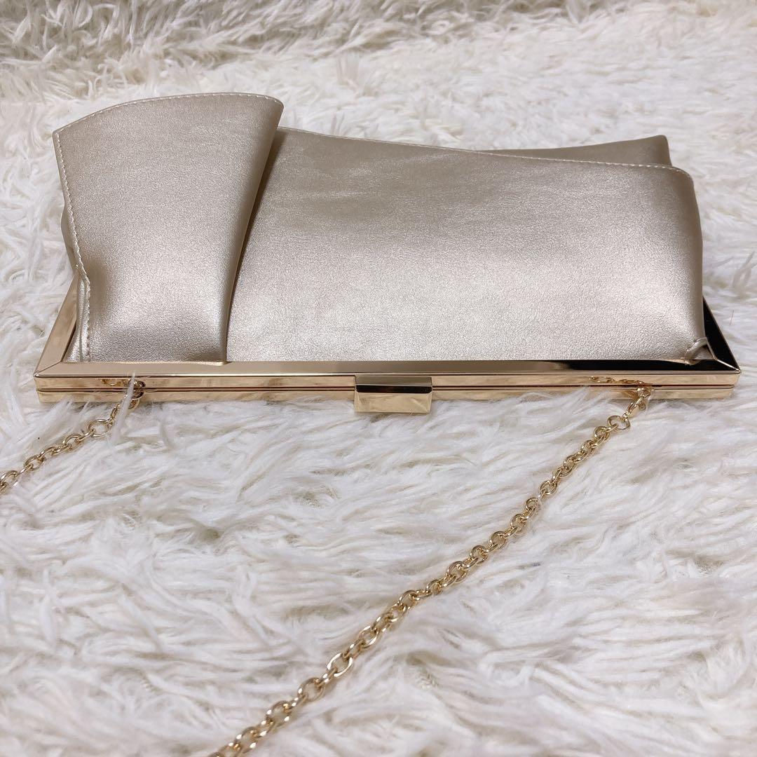 極美品✨AIMER ゴールド フレアタッククラッチバッグ ショルダー 2way