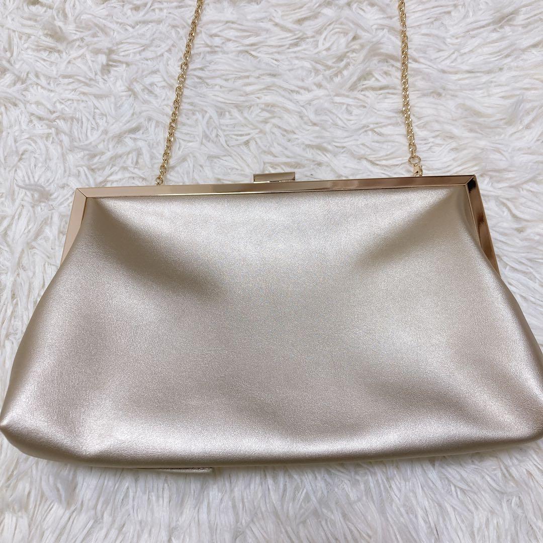 極美品✨AIMER ゴールド フレアタッククラッチバッグ ショルダー 2way