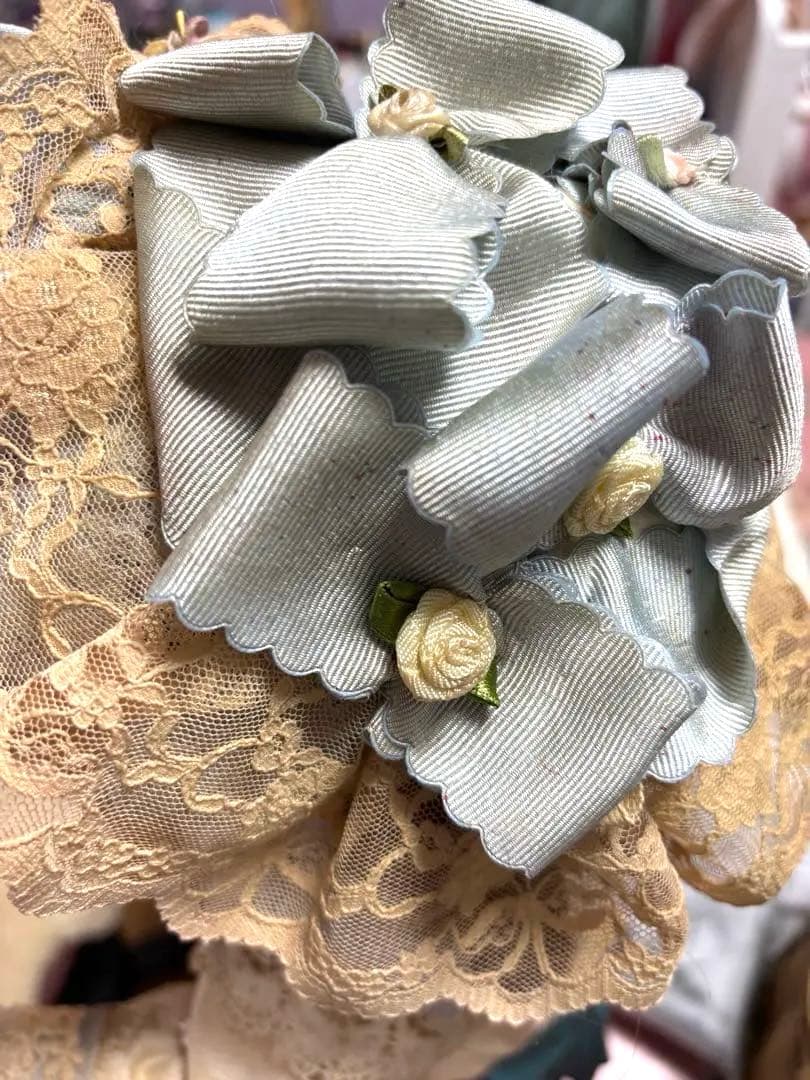 アンティークビスクドール　　 ドレスとボネ　 48センチのジュモー8号