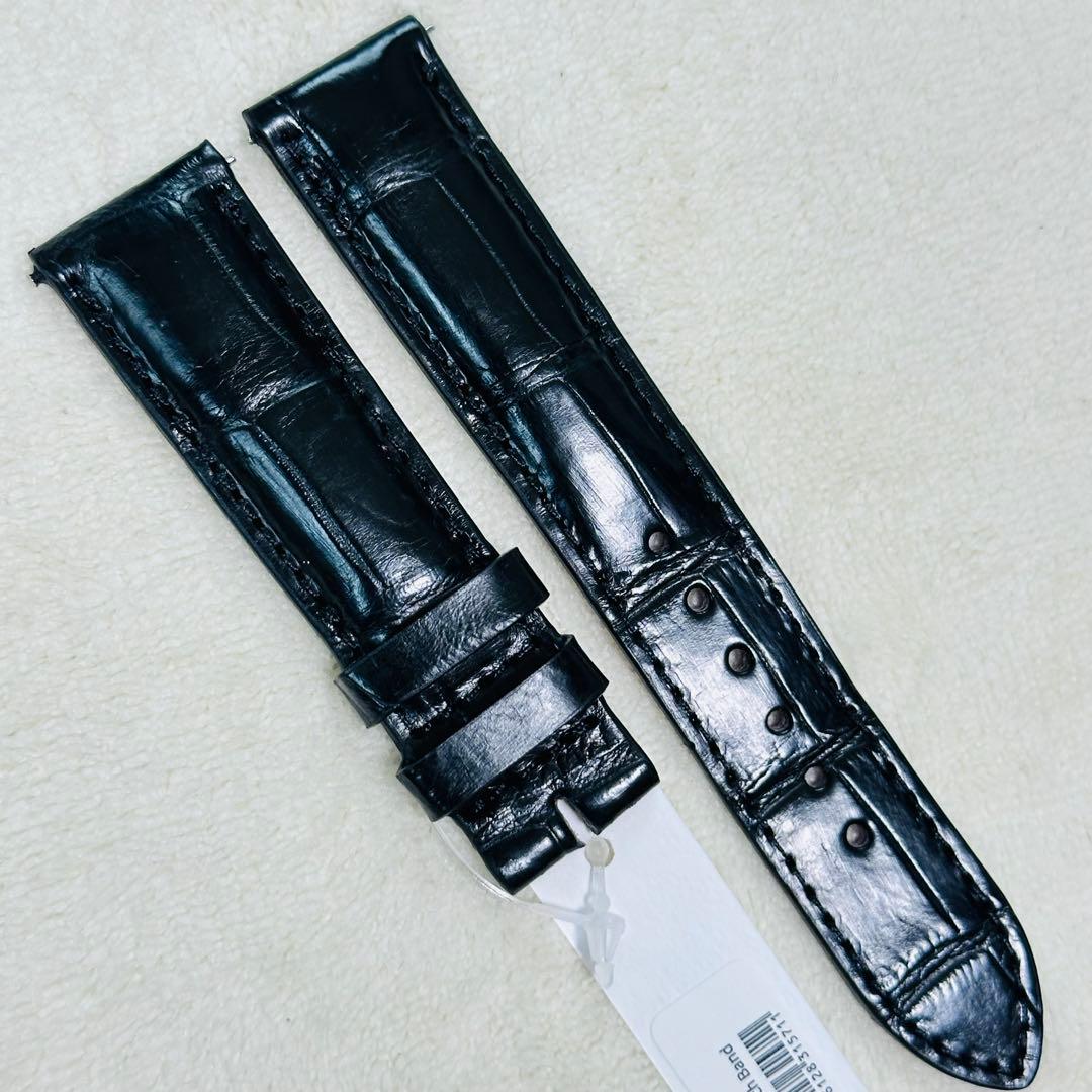 3032#20mm-18mmブラック★本物クロコダイルベルト★スイス製