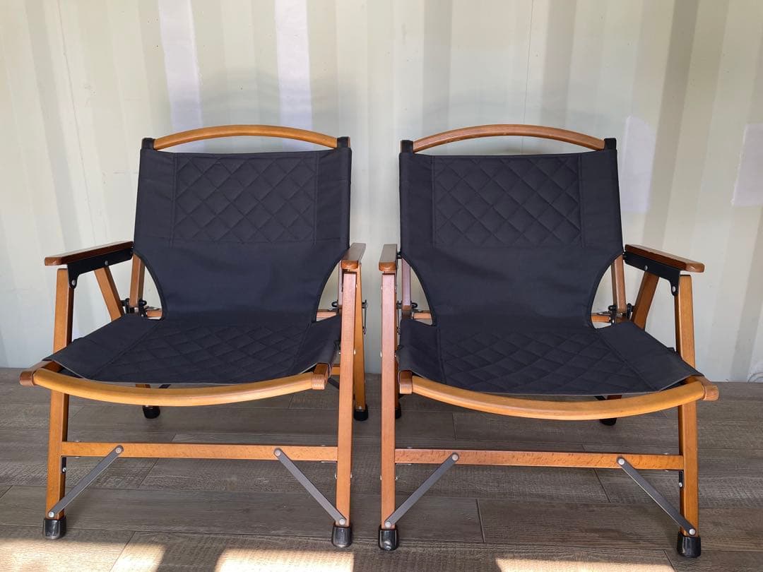 QUICK CAMP クイックキャンプ ウッドローチェア 黒　2脚セット