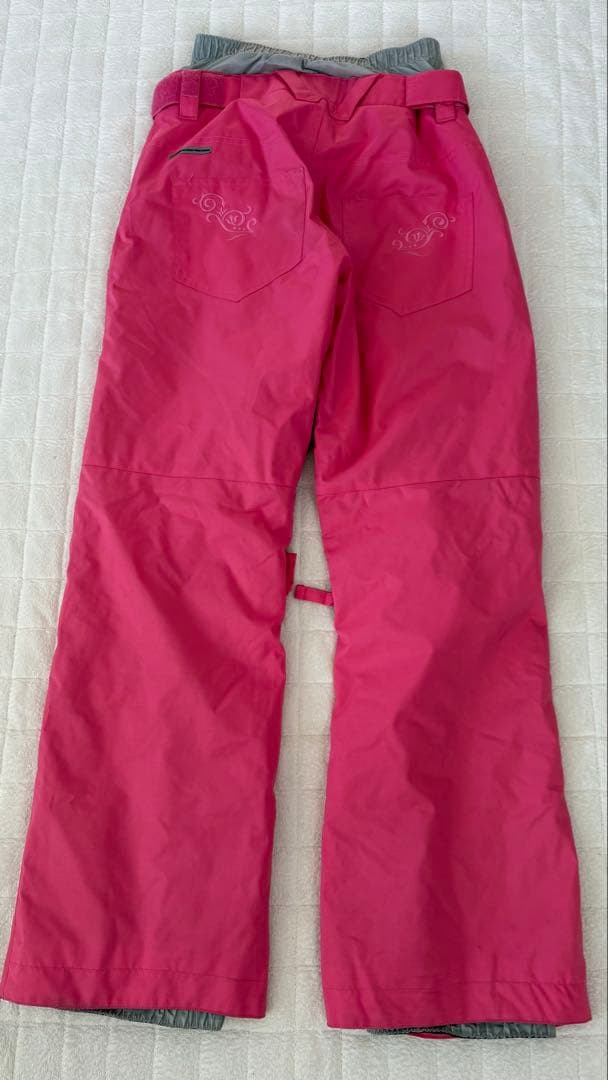 ROXY スノーボードウェア 上S 下9白系ペイズリー柄ジャケット×ピンクパンツ