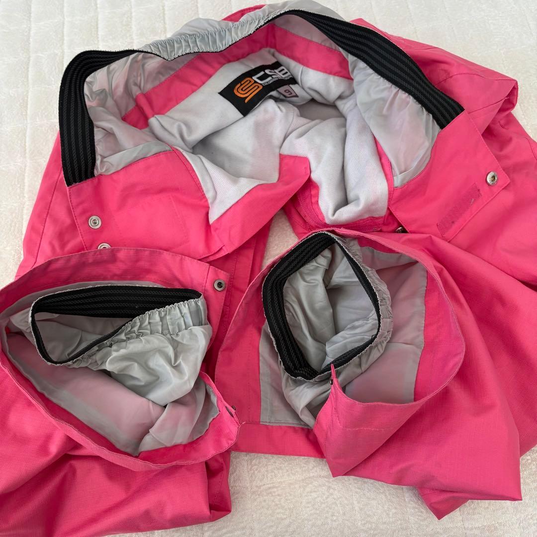 ROXY スノーボードウェア 上S 下9白系ペイズリー柄ジャケット×ピンクパンツ