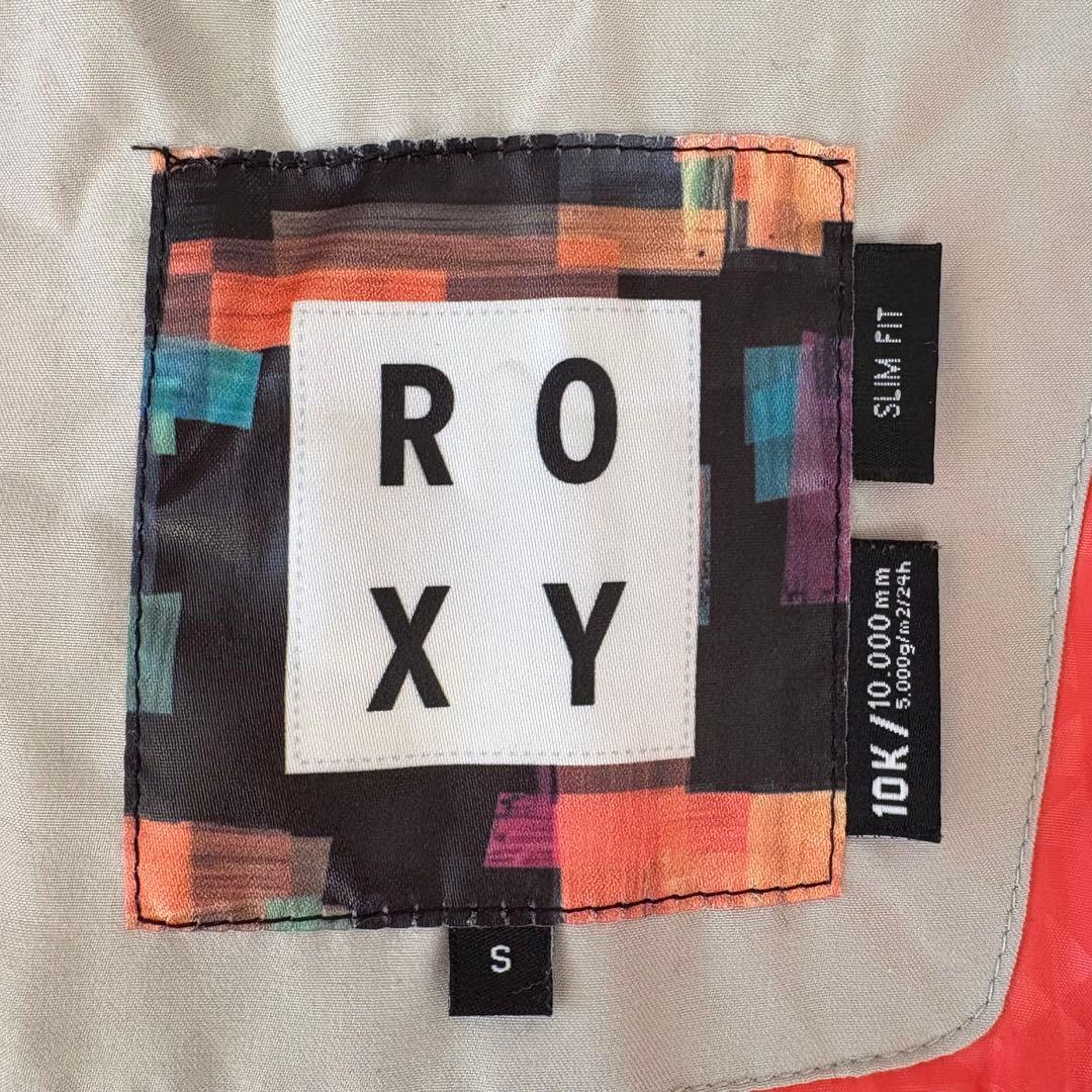 ROXY スノーボードウェア 上S 下9白系ペイズリー柄ジャケット×ピンクパンツ