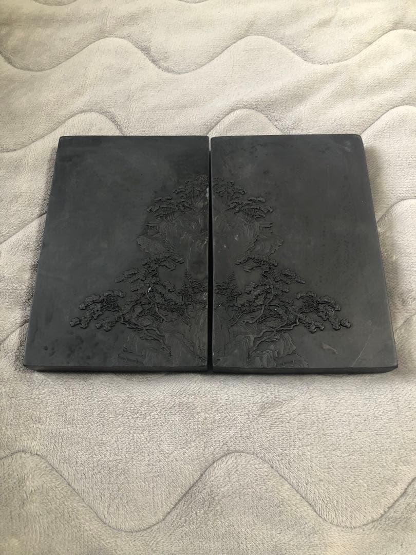 硯 对硯 山水紋 すずり 端溪硯 文房四寶 書道用品 端渓硯