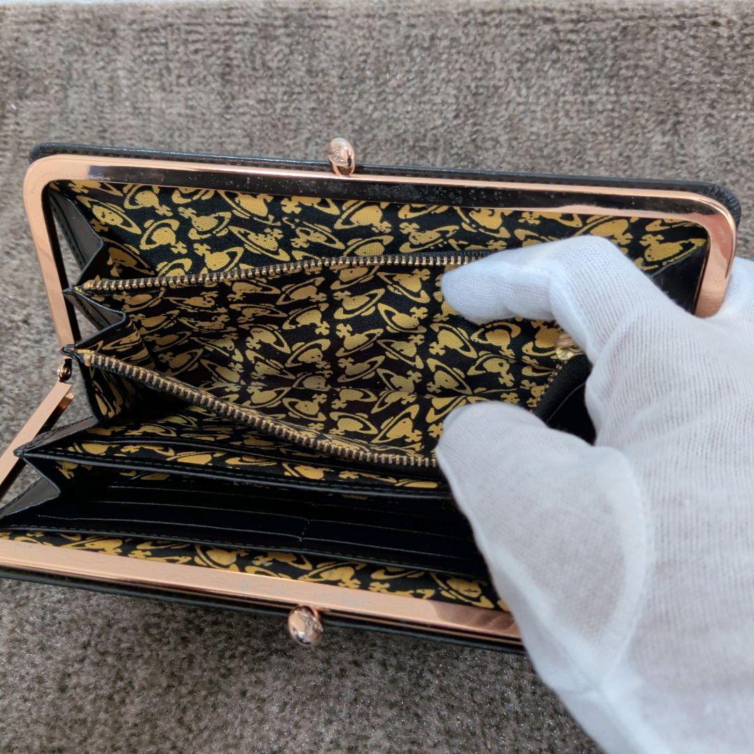 箱付美品✨️　VivienneWestwood　長財布　ブラック　オーブ　がま口